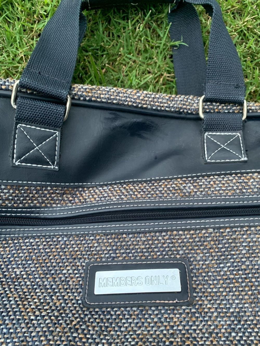 Vintage Unisex Members Only Tweed Weekend Duffel Bag